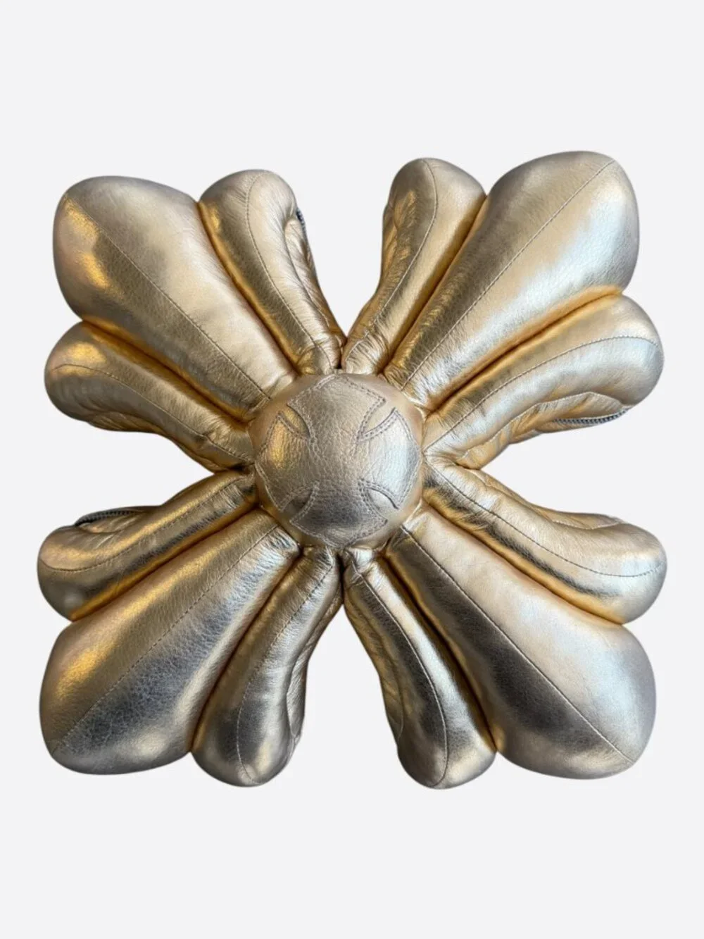 Chrome Hearts Gold Leather Maltese Cross Pillow